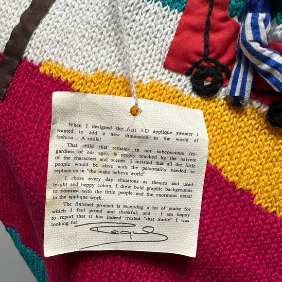 Vintage Raquel’s 3D Golf Appliqué Sweater Handmade Peru Rare Deadstock Small - Picture 8 of 9